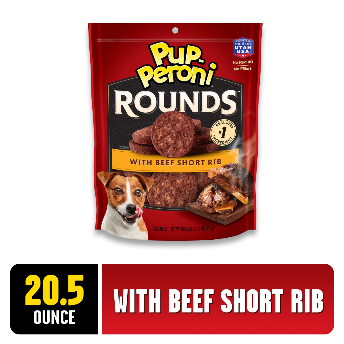 slide 1 of 8, Pup-Peroni Rounds Dog Treats With Beef Short Rib, 20.5 oz. Bag, 20.5 oz