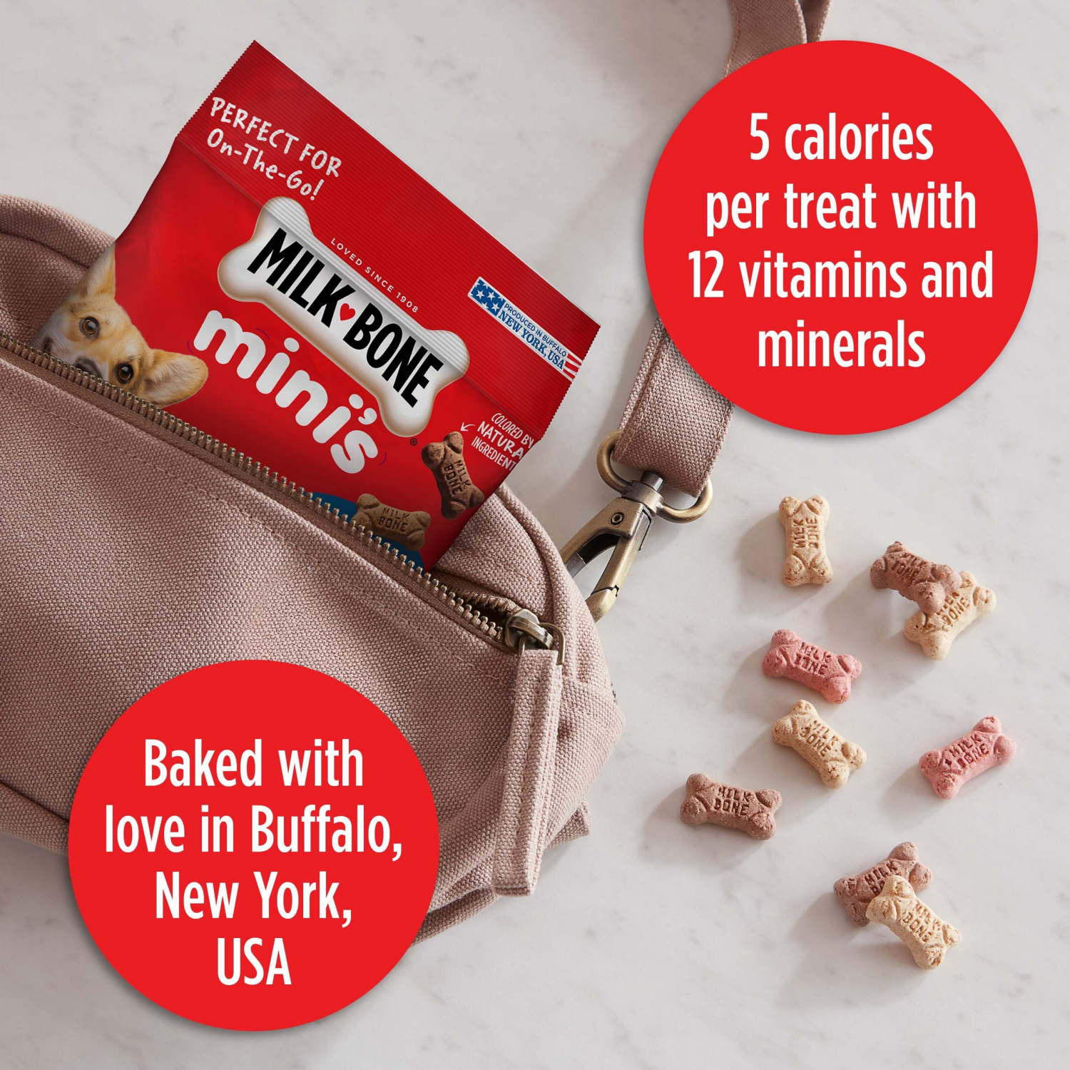 slide 7 of 7, Milk-Bone Flavor Snacks Mini Dog Biscuits, 2.5 oz. Bag, 2.50 oz