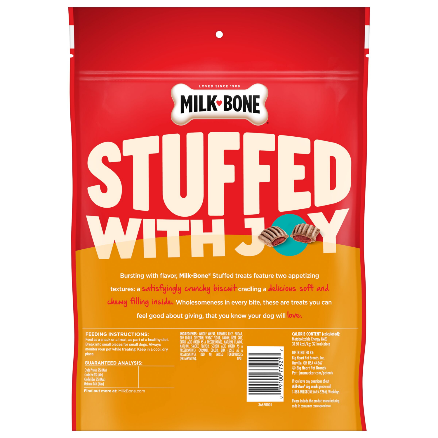 slide 7 of 7, Milk-Bone Stuffed Dog Biscuits With Real Bacon & Beef 30 oz, 32 oz