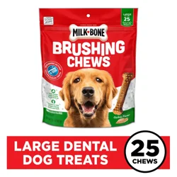 Milk-Bone Brushing Chews Daily Dental Dog Treats, Large, 33.7 Oz. Bags, 25 Bones Per Bag