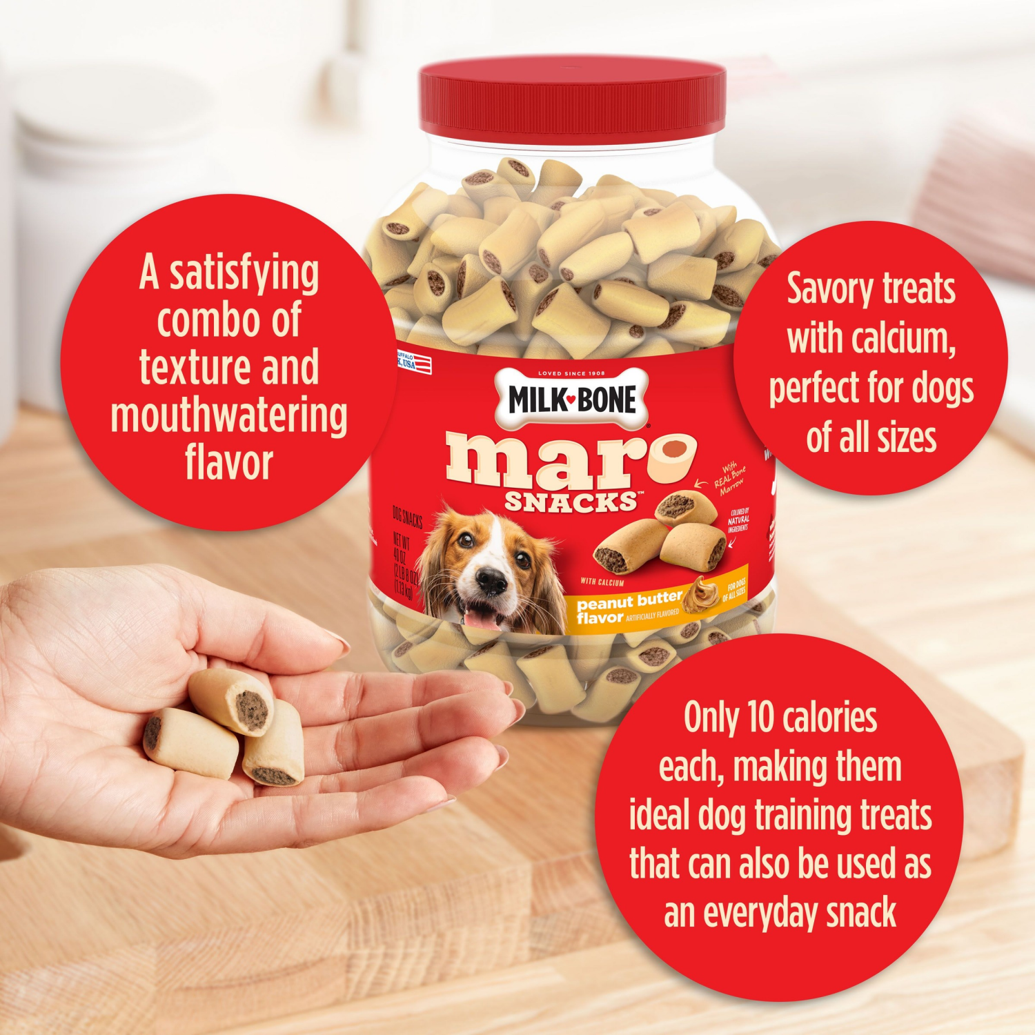 slide 5 of 7, Milk-Bone Marosnacks Dog Treat with Peanut Butter Flavor - 40oz, 40 oz