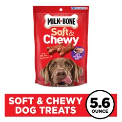 Milk-Bone Soft and Chewy Dog Treats, Beef & Filet Mignon Recipe With Chuck Roast, 5.6oz Bag