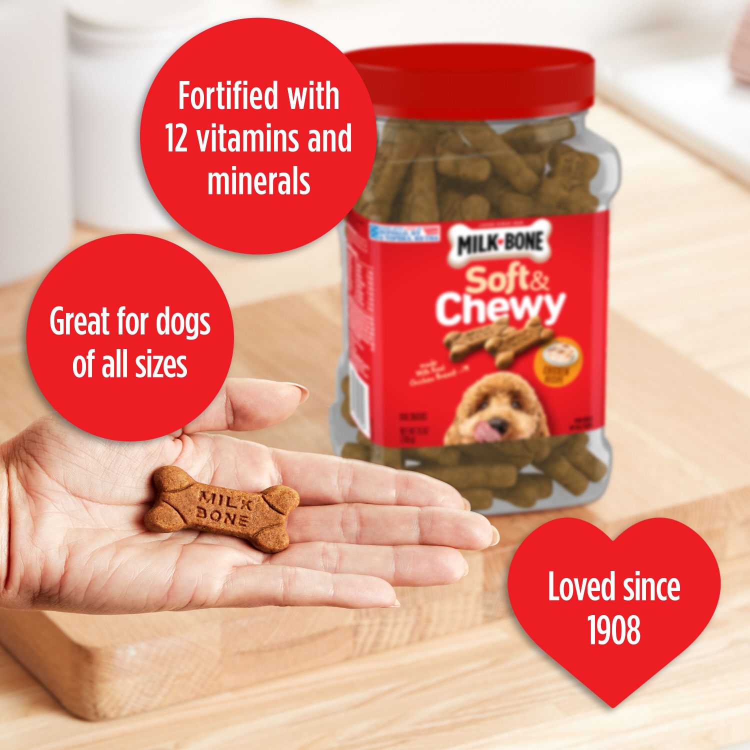 slide 6 of 7, Milk-Bone Soft and Chewy Dog Treats, Chicken Recipe With Chicken Breast, 25oz Bag, 25 oz