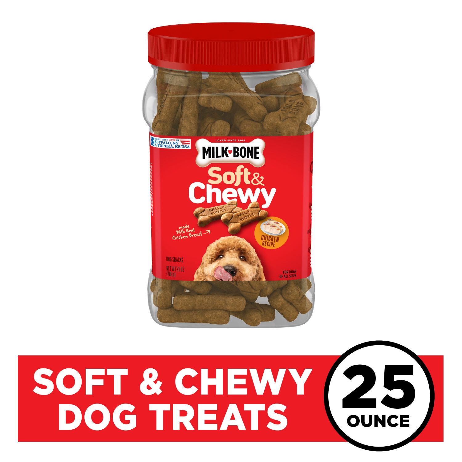 slide 1 of 7, Milk-Bone Soft and Chewy Dog Treats, Chicken Recipe With Chicken Breast, 25oz Bag, 25 oz