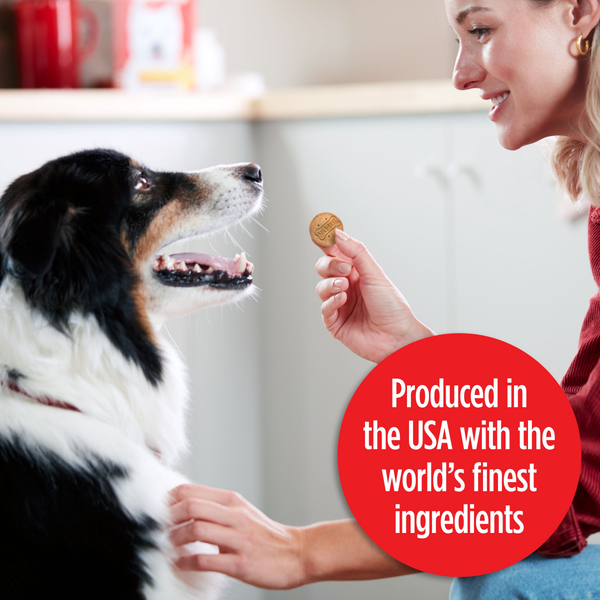 slide 3 of 7, Milk-Bone Stacked Dog Biscuits, Molasses & Peanut Butter Flavor, Naturally & Artificially Flavored, 30 oz, 30 oz