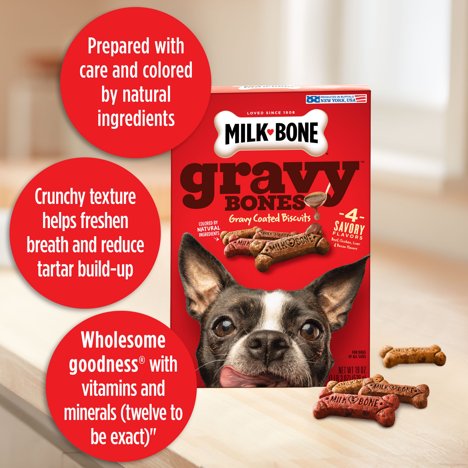 slide 6 of 7, Milk-Bone GravyBones Dog Biscuits, Small Dog Treats, 7 lb., 7 lb