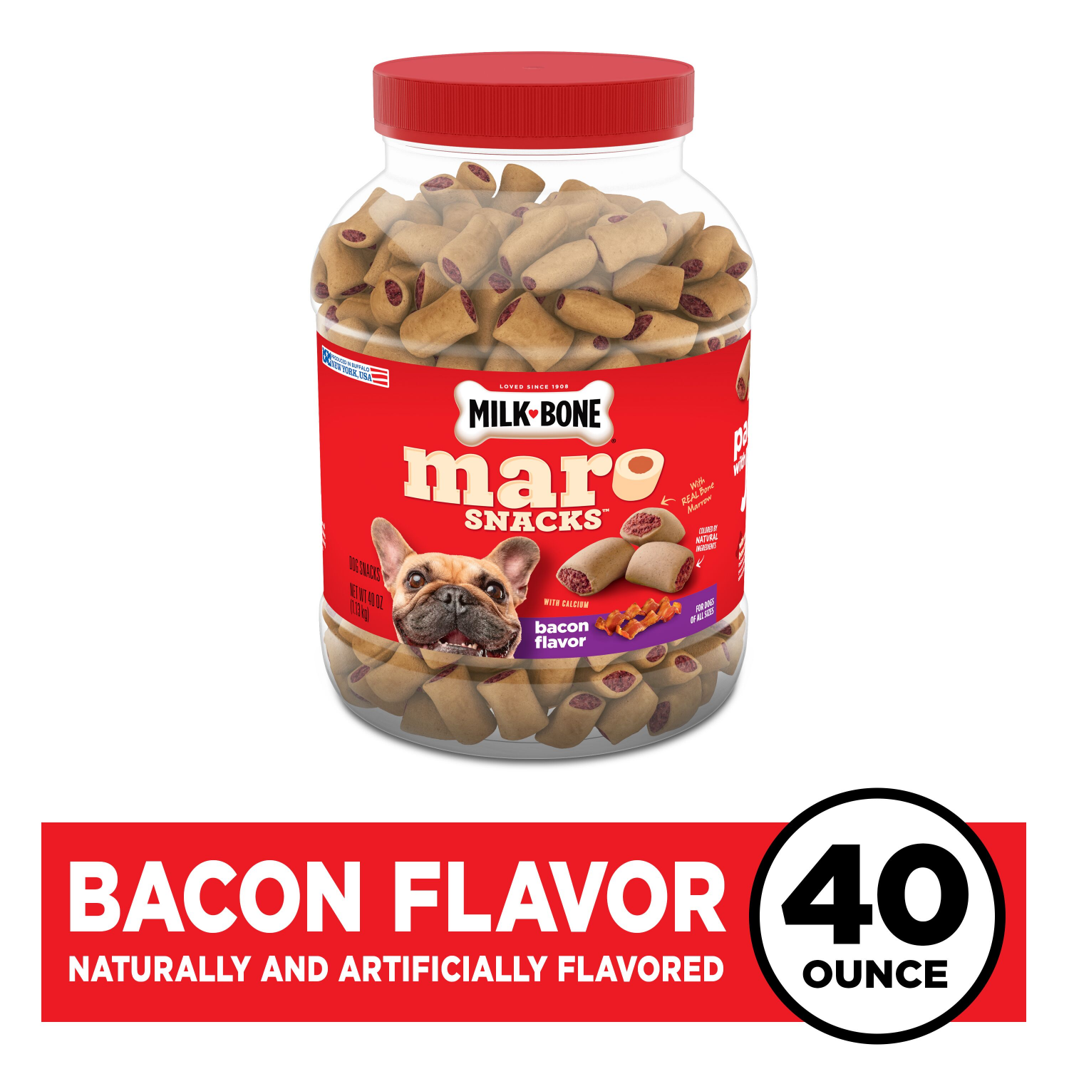 slide 1 of 5, Milk-Bone MaroSnacks Bacon Flavor Small Dog Treats With Bone Marrow, 40 Ounces, 40 oz