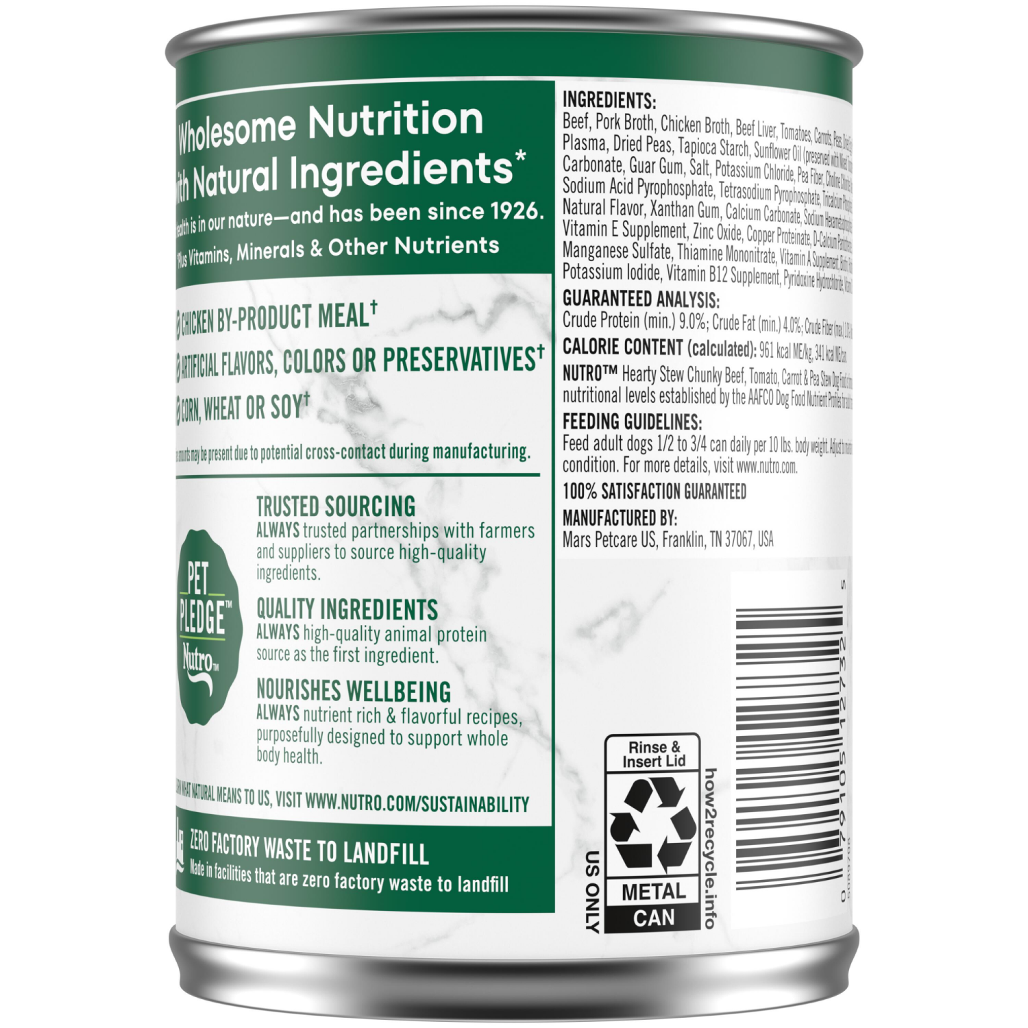 slide 6 of 8, Nutro Hearty Stew Chunky Beef, Tomato, Carrot & Pea Stew Dog Food 12.5 oz, 12.5 oz