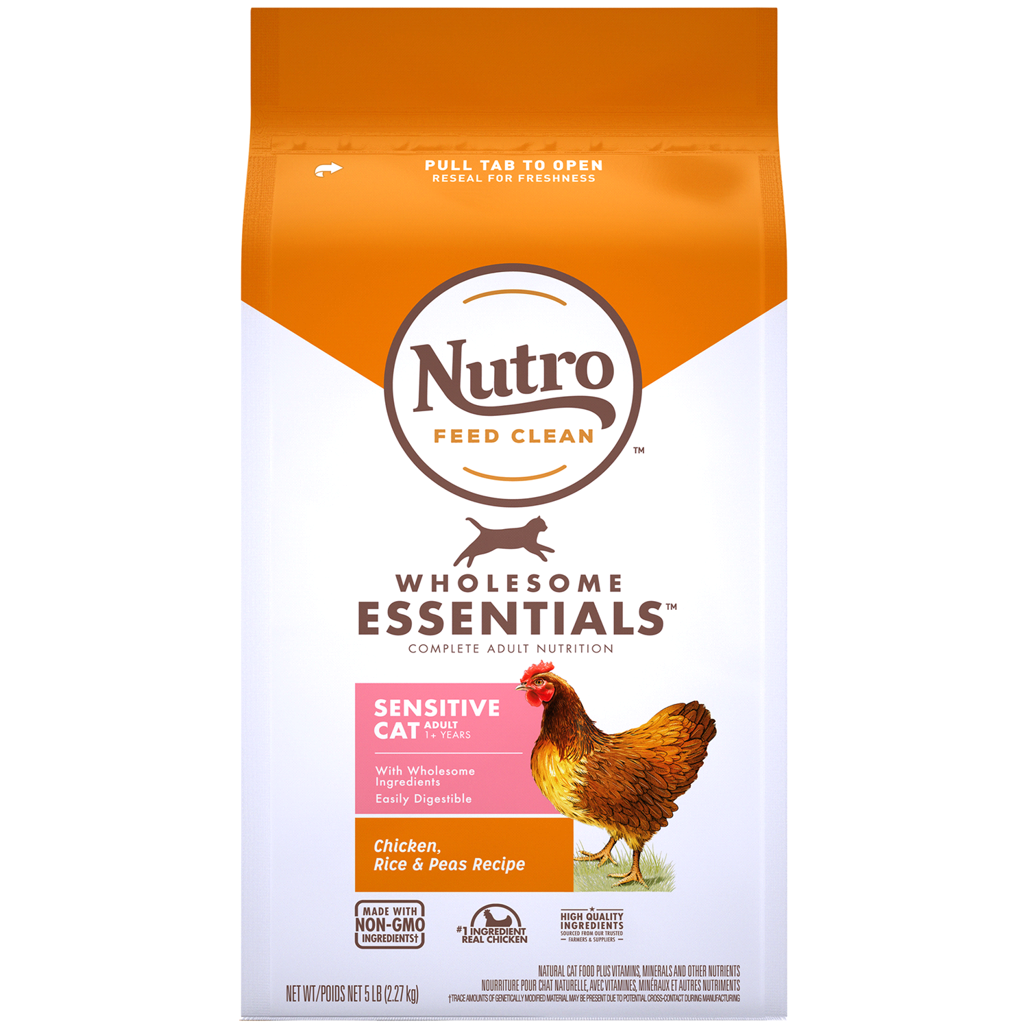 slide 1 of 8, Nutro Wholesome Essentials Adult 1+ Years Enhanced Care Sensitive Chicken Rice & Peas Recipe Cat Food 5 lb, 5 lb