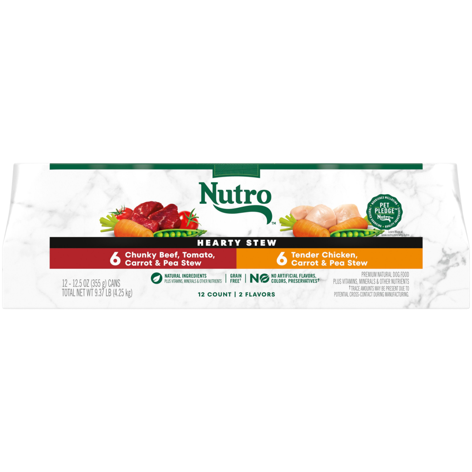 slide 4 of 5, Nutro Premium Natural Chunky Beef, Tomato, Carrot & Pea Stew/Tender Chicken, Carrot & Pea Stew Dog Food 12 - 12.5 oz Cans, 12 ct