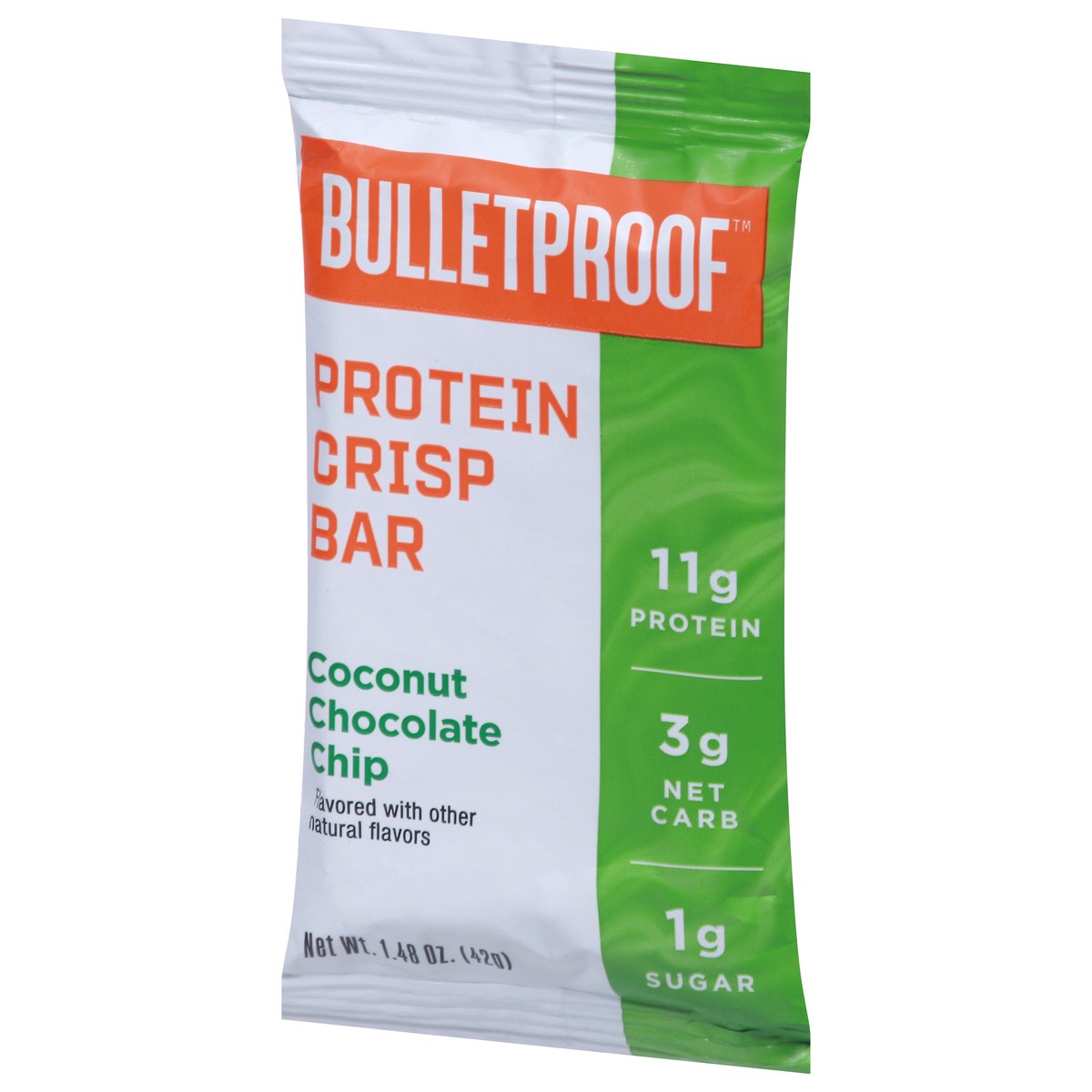 slide 3 of 9, Bulletproof Crisp Coconut Chocolate Chip Protein Crisp Bar 1.48 oz, 1.48 oz