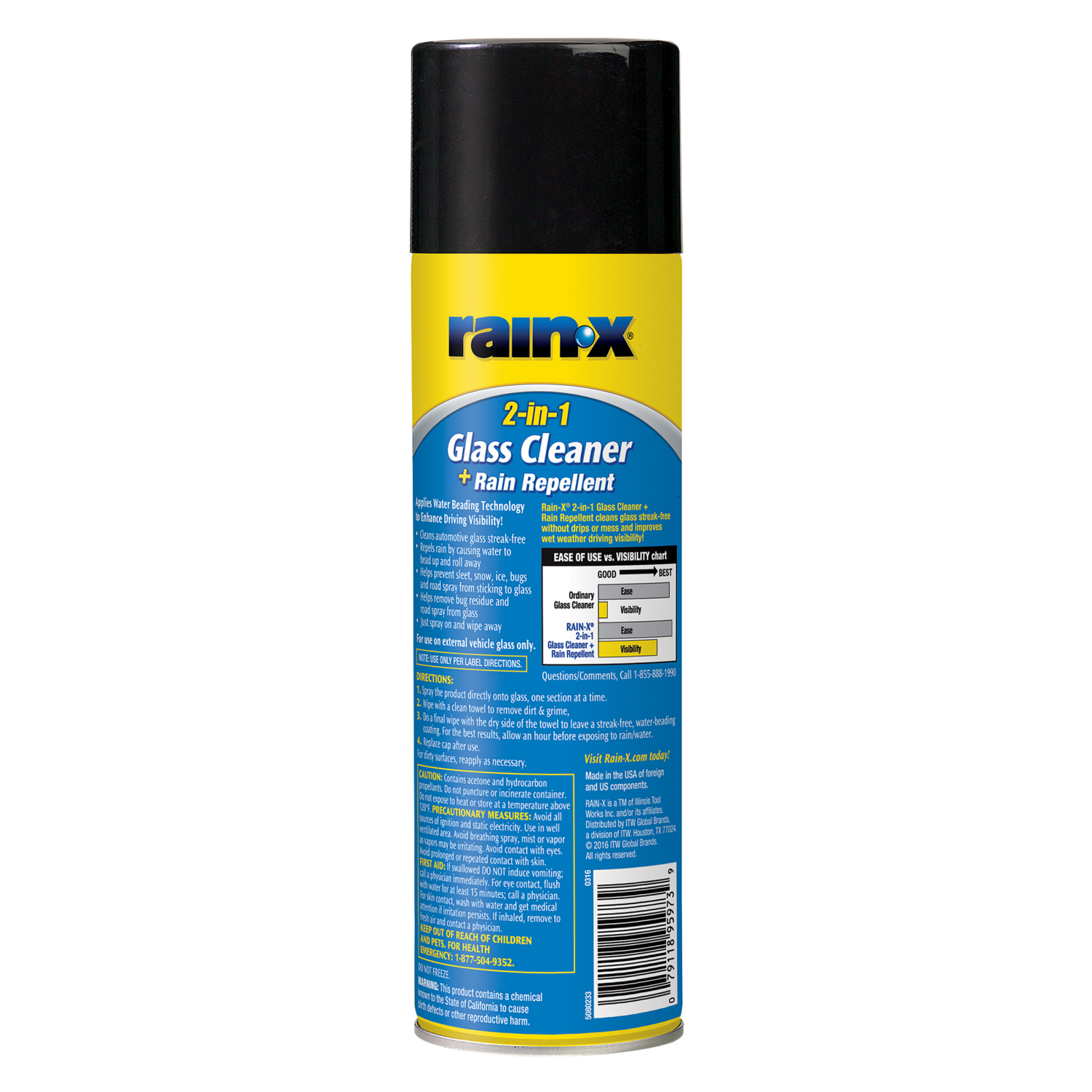 slide 2 of 5, Rain-X 2-In-1 Foaming Glass Cleaner And Rain Repellent Aerosol Spray, 18 oz