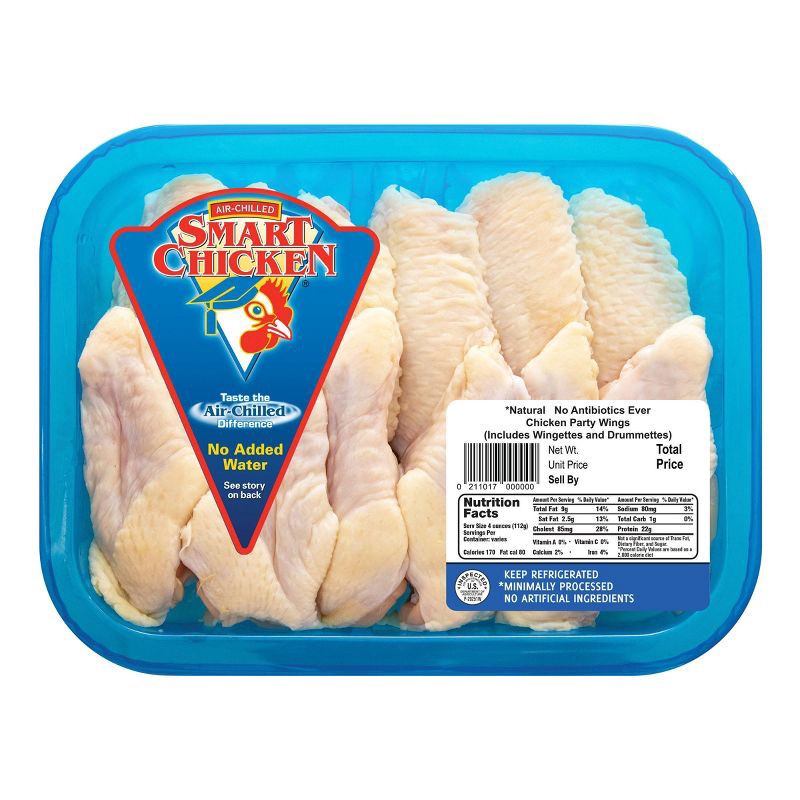 slide 1 of 9, Smart Chicken Chicken Wings - 0.9-1.75lbs - price per lb, per lb