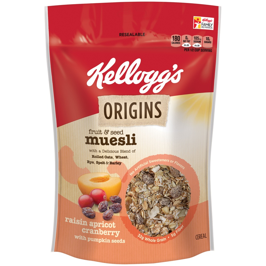 slide 1 of 5, Kellogg's Origins Fruit & Seed Muesli Cereal, 14.1 oz
