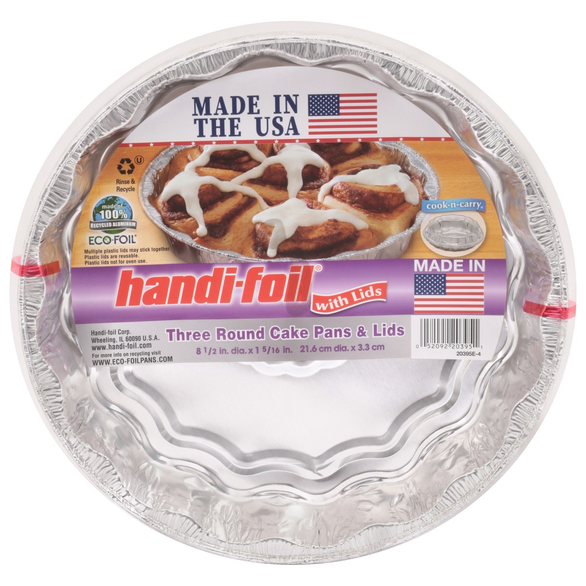 slide 1 of 9, Handi-foil Round Cake Pans & Lids 3 ea, 3 ct