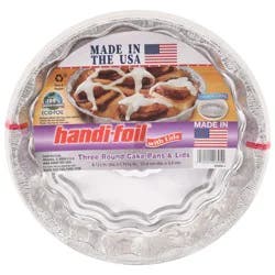 Handi-foil Round Cake Pans & Lids 3 ea