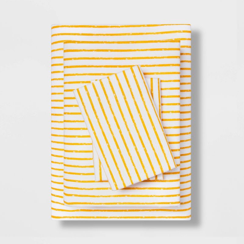 slide 1 of 1, Twin/Twin XL Easy Care Printed Sheet Set Gold Stripe - Room Essentials, 1 lb