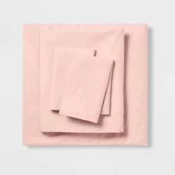 Queen Microfiber Sheet Set Blush - Room Essentials™: Polyester, Peached Finish, OEKO-TEX Certified