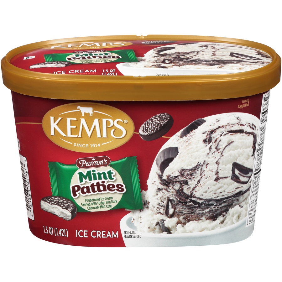 slide 1 of 1, Kemps Pearson's Mint Patties Ice Cream 1.5 Qt. Tub, 1.5 qt