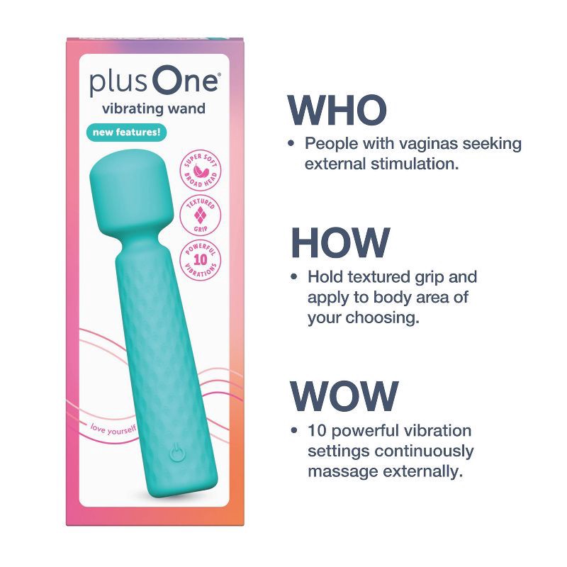 slide 7 of 12, plusOne Rechargeable and Waterproof Wand Vibrator, 1 ct