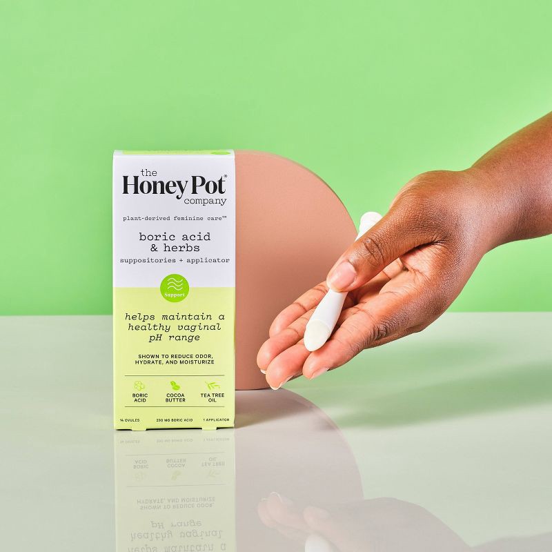 slide 3 of 8, The Honey Pot Company, Boric Acid and Herbal Suppositories + Applicator, 14 ovules - 1 applicator, 1 ct