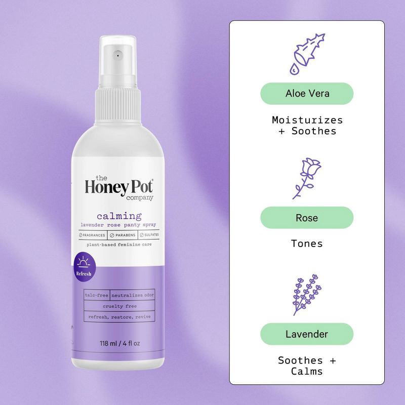 slide 3 of 9, The Honey Pot Company, Refreshing Lavender Rose Panty and Body Plant-Derived Deodorant Spray - 4 fl oz, 4 fl oz