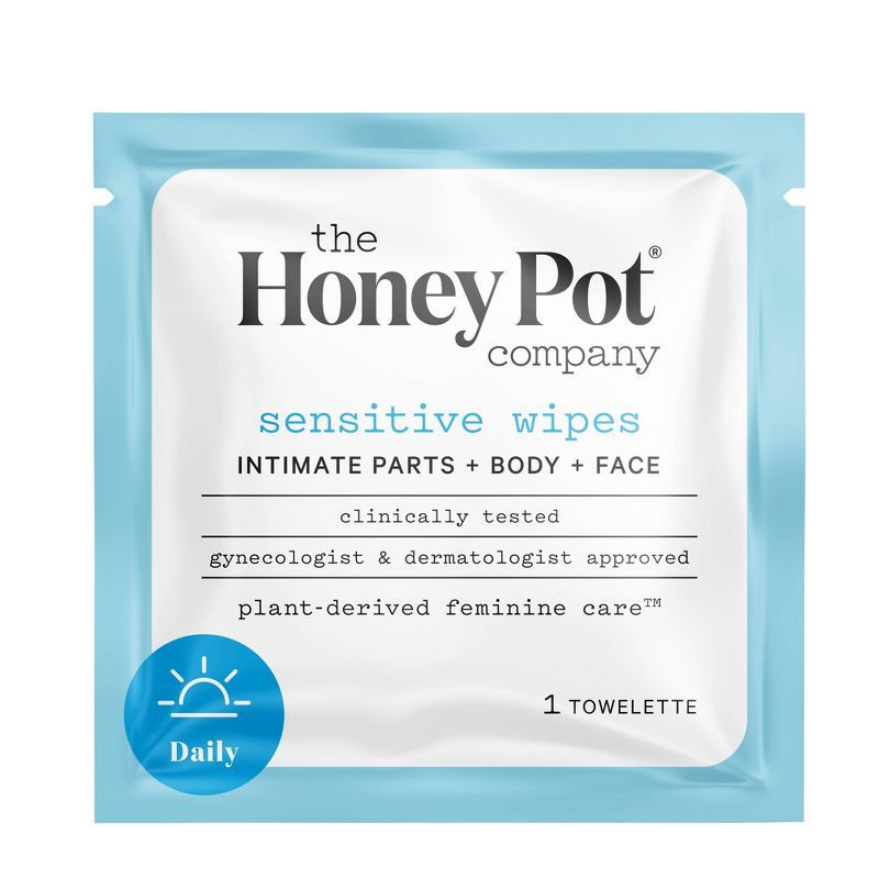 slide 2 of 9, The Honey Pot Company, Sensitive Daily Feminine Cleansing Wipes, Intimate Parts, Body or Face - 15ct, 15 ct