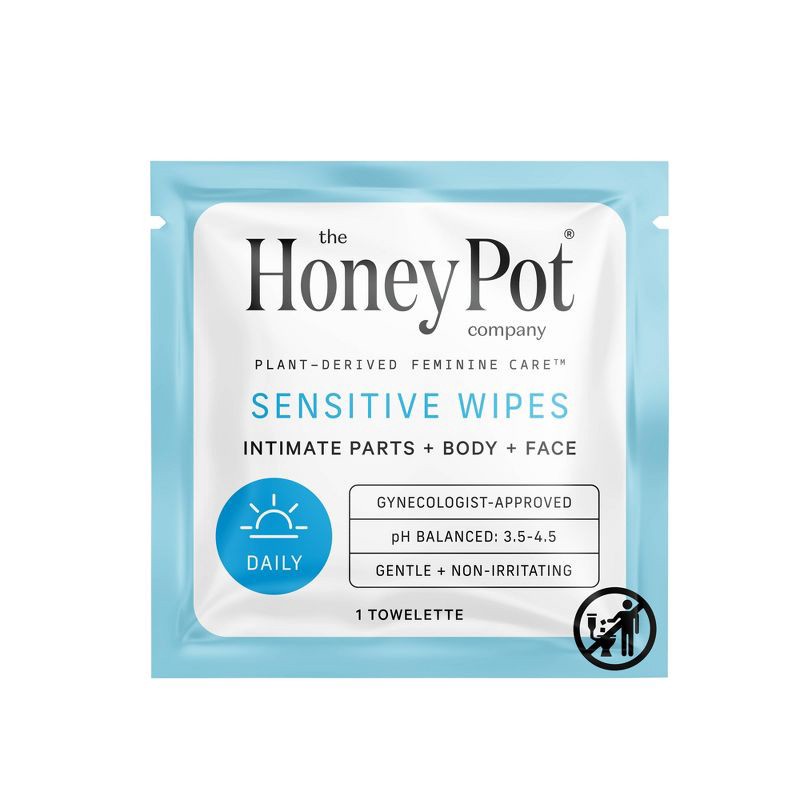 slide 2 of 9, The Honey Pot Company, Sensitive Daily Feminine Cleansing Wipes, Intimate Parts, Body or Face - 15ct, 15 ct