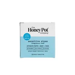 The Honey Pot Company, Sensitive Daily Feminine Cleansing Wipes, Intimate Parts, Body or Face - 15ct