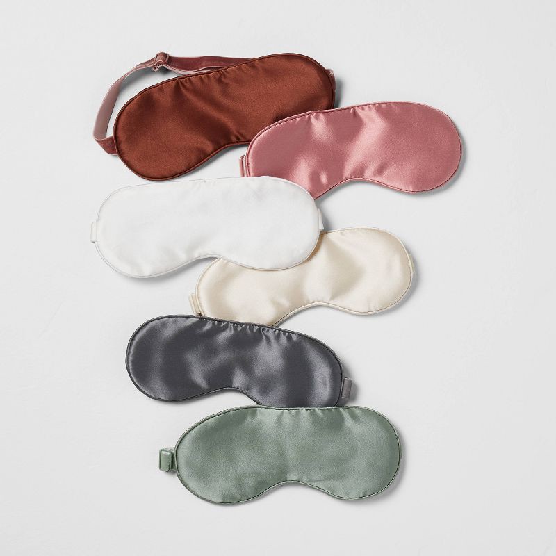 slide 3 of 3, Solid Silk Eye Mask Dark Gray - Casaluna™: Adjustable, Hand Washable, Polyester Filled, OEKO-TEX Certified, 1 ct