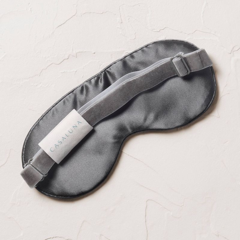 slide 3 of 4, Solid Silk Eye Mask Dark Gray - Casaluna™: Adjustable, Hand Washable, Polyester Filled, OEKO-TEX Certified, 1 ct