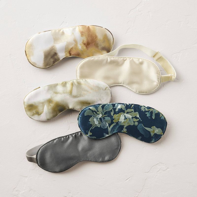 slide 4 of 4, Solid Silk Eye Mask Dark Gray - Casaluna™: Adjustable, Hand Washable, Polyester Filled, OEKO-TEX Certified, 1 ct