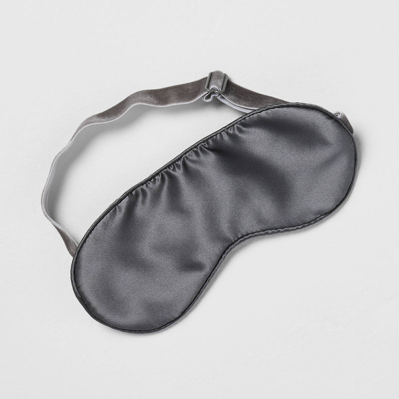 slide 1 of 3, Solid Silk Eye Mask Dark Gray - Casaluna™: Adjustable, Hand Washable, Polyester Filled, OEKO-TEX Certified, 1 ct