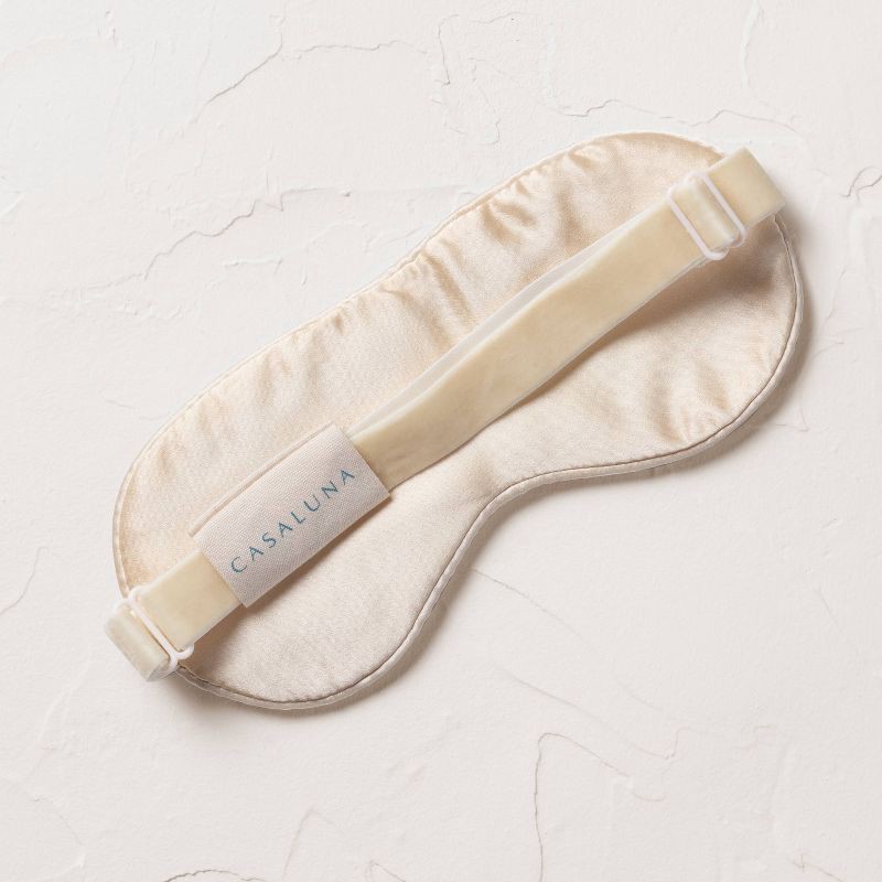 slide 3 of 4, Solid Silk Eye Mask Natural - Casaluna™: Adjustable, Hand Washable, Polyester Filled, OEKO-TEX Certified, 1 ct