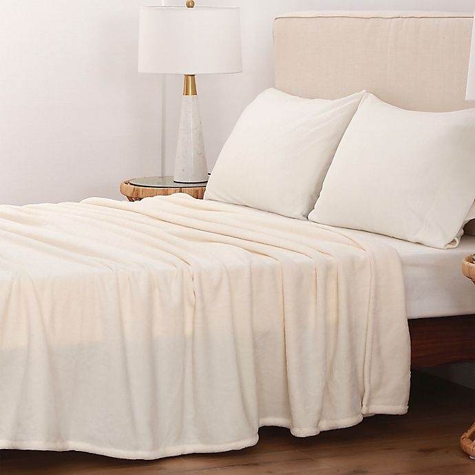 slide 3 of 4, Bee & Willow Home Solid Plush Twin Blanket - Cream, 1 ct