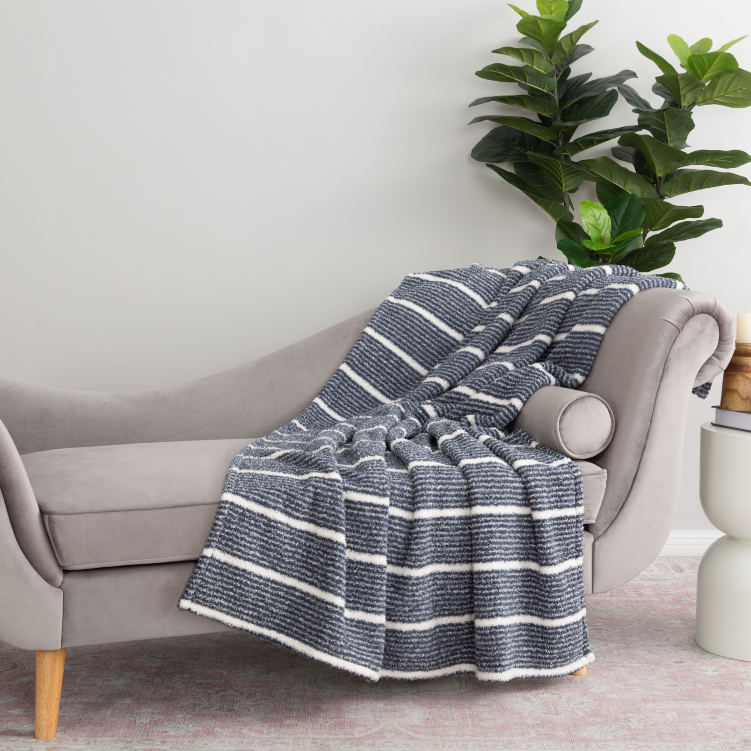 slide 2 of 4, BERKSHIRE BLANKET Berkshire Printed Retro Comfort Plush Throw Navy, 50 In X 70 In, 1 ct