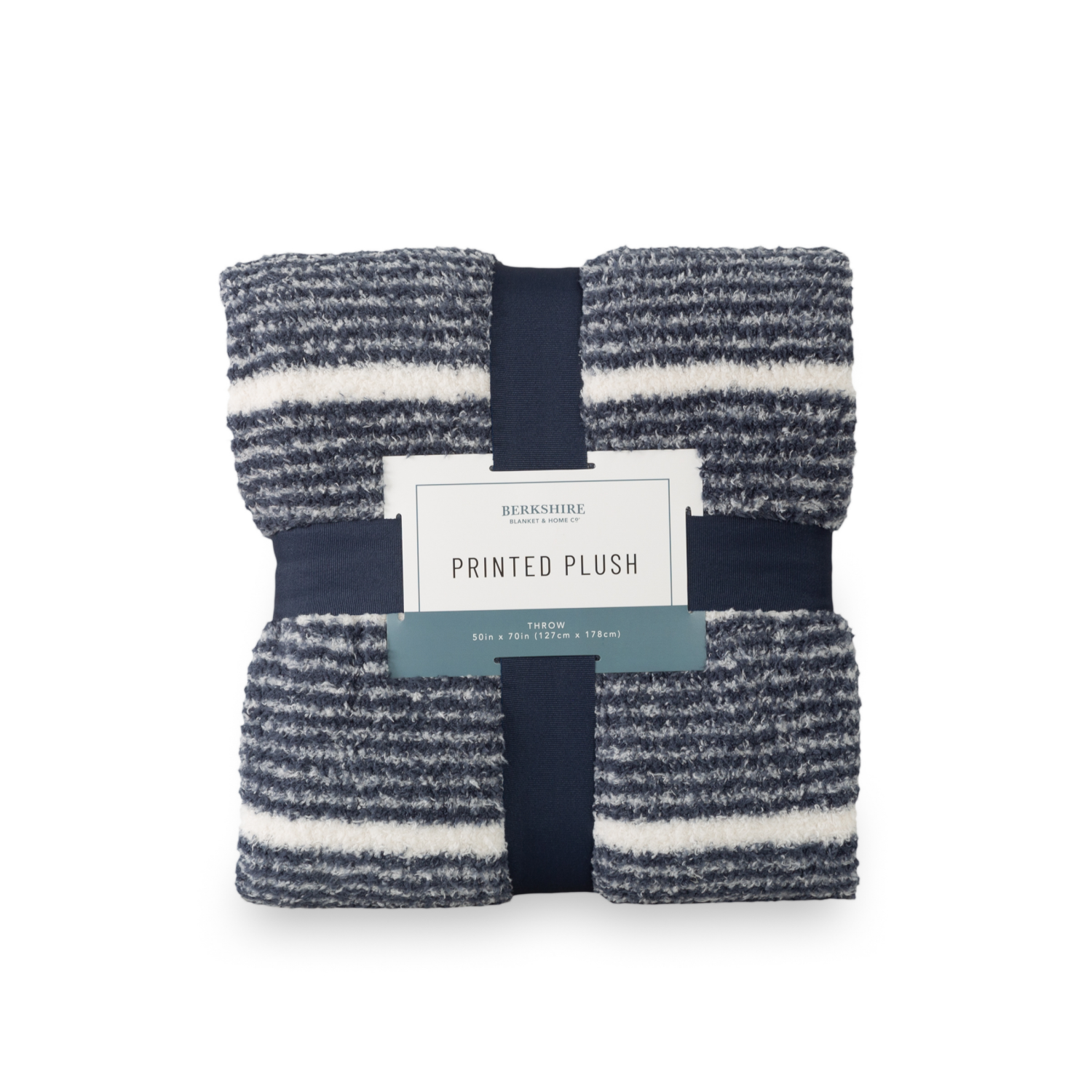 slide 1 of 4, BERKSHIRE BLANKET Berkshire Printed Retro Comfort Plush Throw Navy, 50 In X 70 In, 1 ct