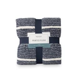 BERKSHIRE BLANKET Berkshire Printed Retro Comfort Plush Throw Navy, 50 In X 70 In