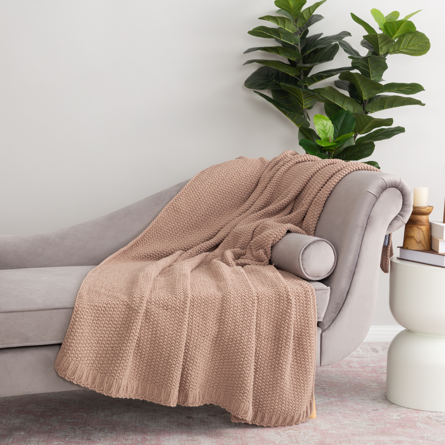 slide 2 of 4, BERKSHIRE BLANKET Berkshire Seed Knit Chenille Throw Chino, 50 In X 70 In, 50 in x 70 in