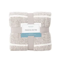 BERKSHIRE BLANKET Berkshire Printed Retro Comfort Plush Throw Light Grey, 50 In X 70 In