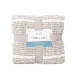 BERKSHIRE BLANKET Berkshire Printed Retro Comfort Plush Throw Light Grey, 50 In X 70 In