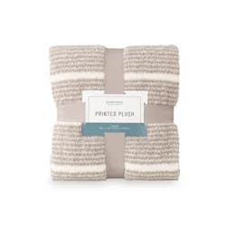 BERKSHIRE BLANKET Berkshire Printed Retro Comfort Plush Throw Light Grey, 50 In X 70 In