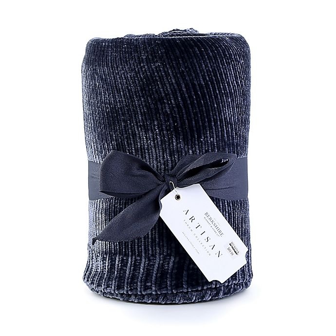 slide 3 of 3, Berkshire Blanket Solid Chenille Throw Blanket - Navy, 1 ct