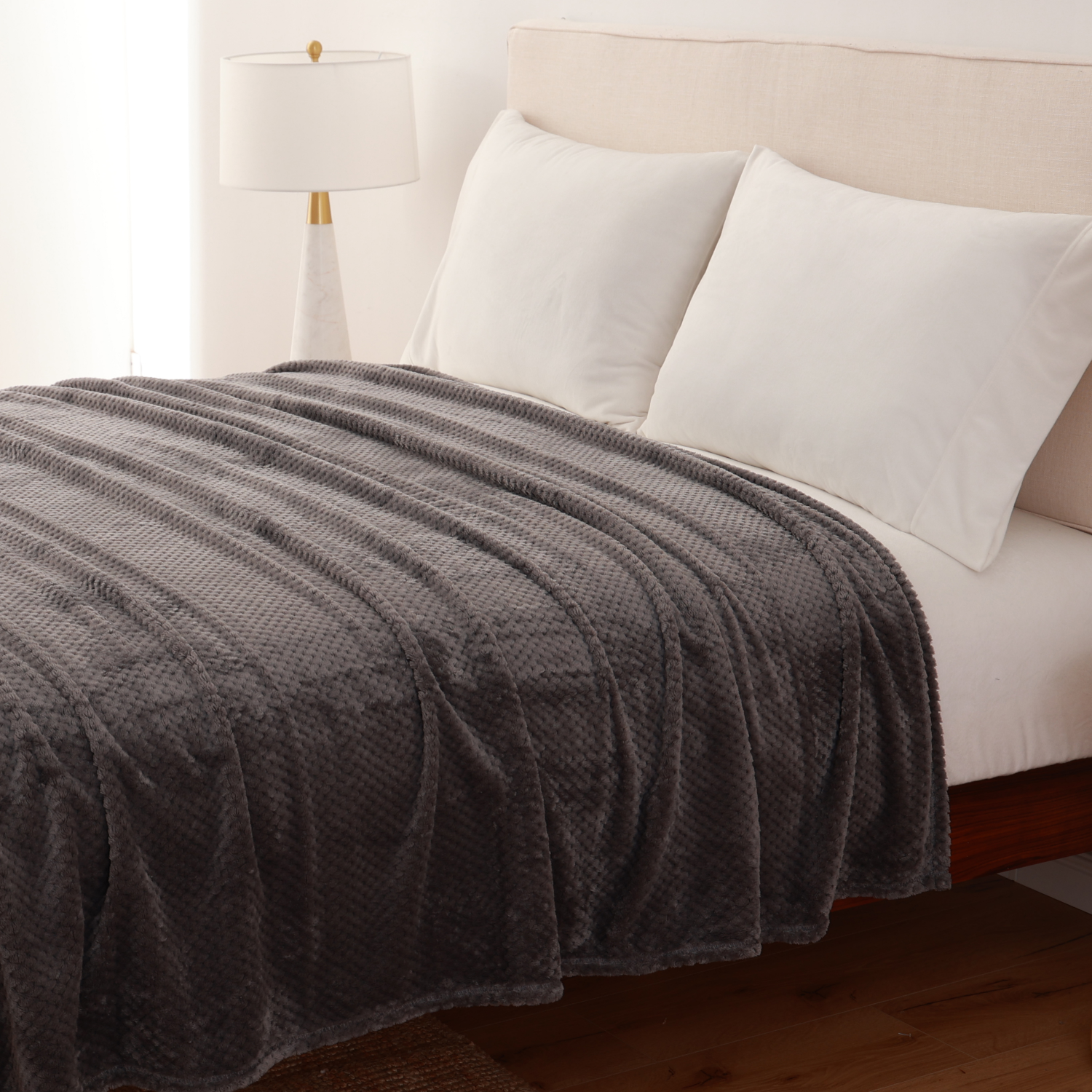 slide 2 of 2, BERKSHIRE BLANKET Berkshire Ultralush Textured Blanket Ash Twin, 1 ct