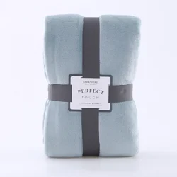 BERKSHIRE BLANKET Berkshire Perfect Touch Blanket, Twin, Blue Stencil