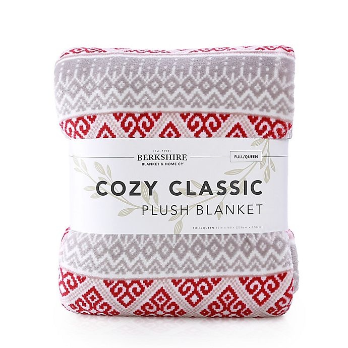 slide 3 of 3, Berkshire Blanket Serasoft Full/Queen Plush Blanket - Red Fair Isle, 1 ct