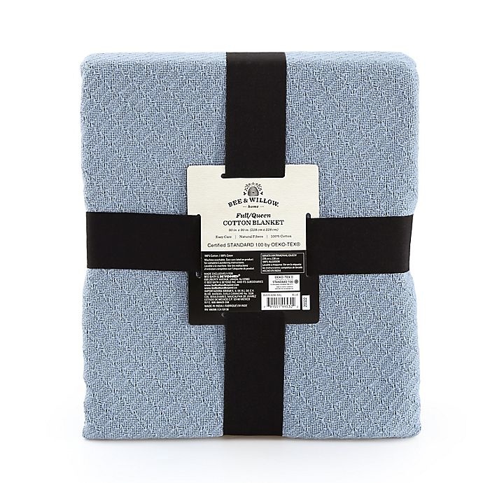 slide 3 of 4, Bee & Willow Home Cotton Knit Full/Queen Blanket - Blue, 1 ct