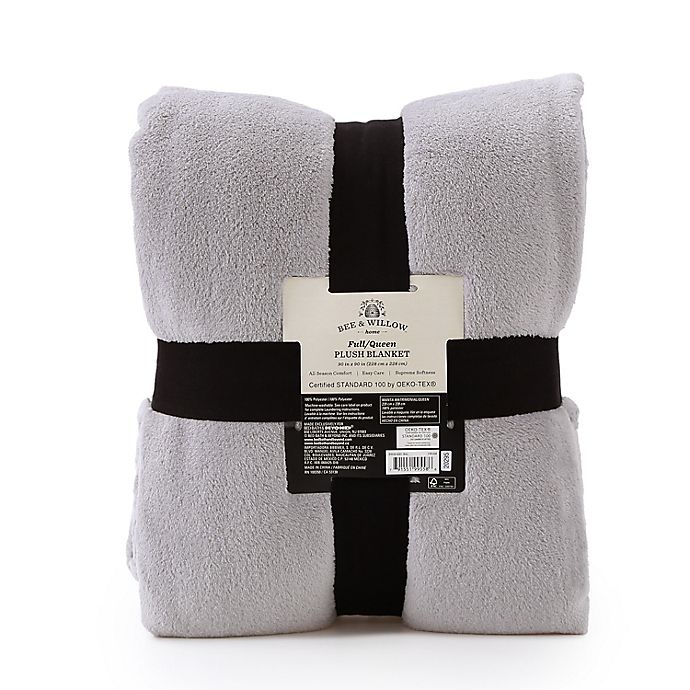 slide 3 of 4, Bee & Willow Home Solid Plush Full/Queen Blanket - Grey, 1 ct