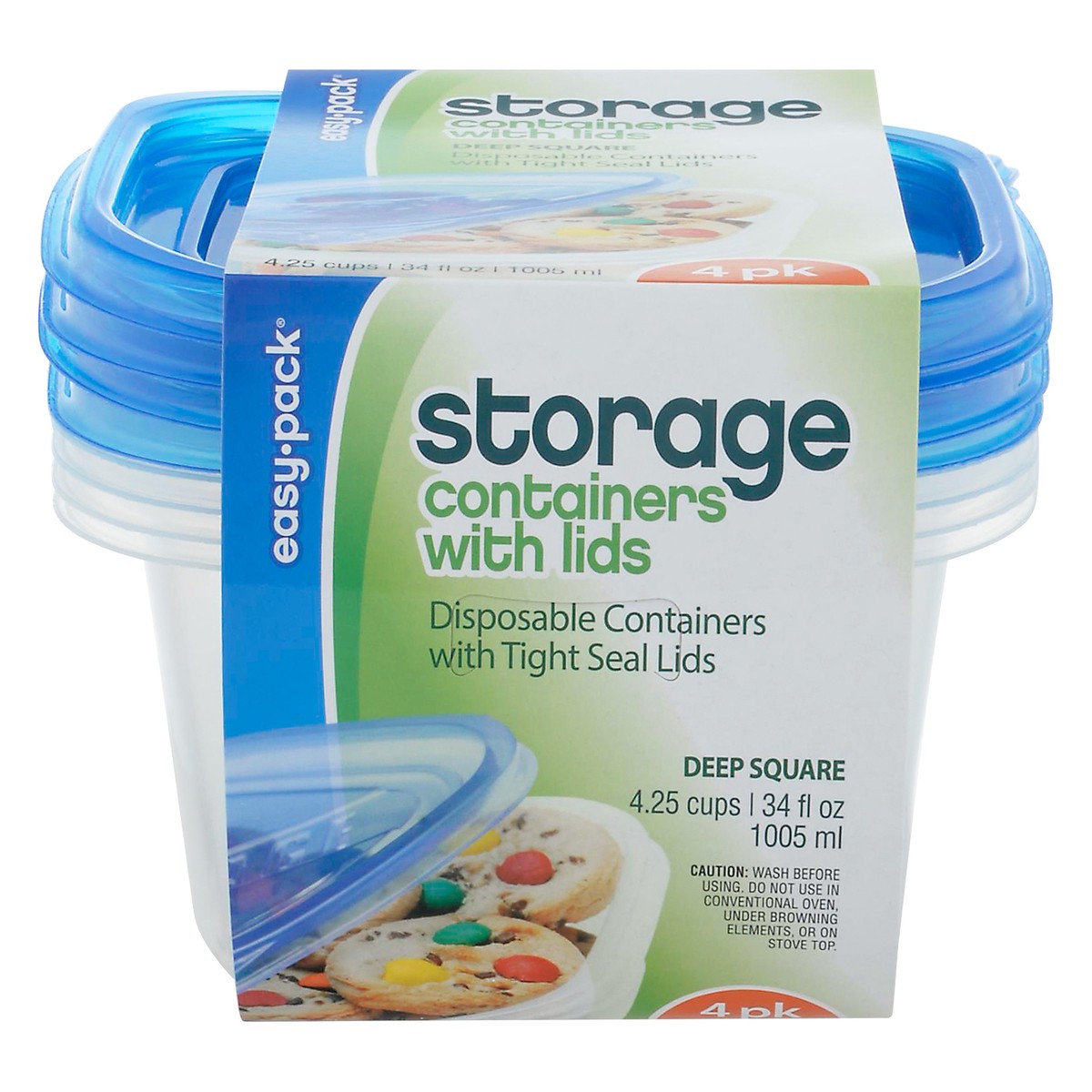 slide 1 of 12, Easy Pack Square Deep Containers, 4 ct