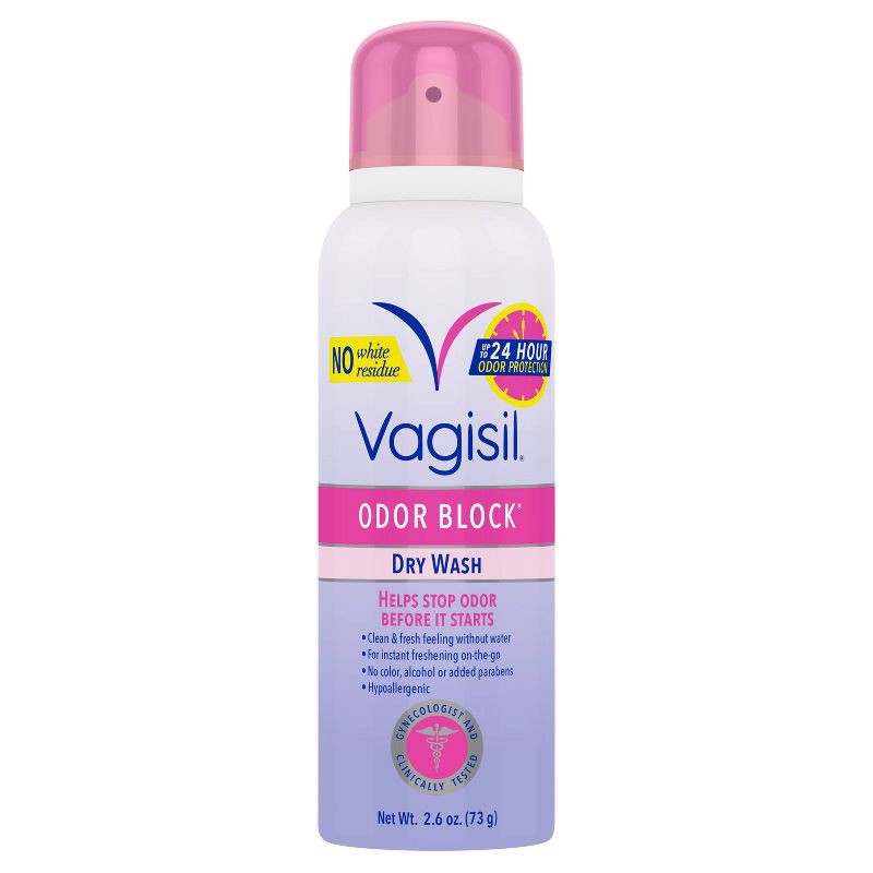 slide 2 of 6, Vagisil Odor Block Feminine Dry Wash Deodorant Spray for Women - 2.6oz, 2.6 oz
